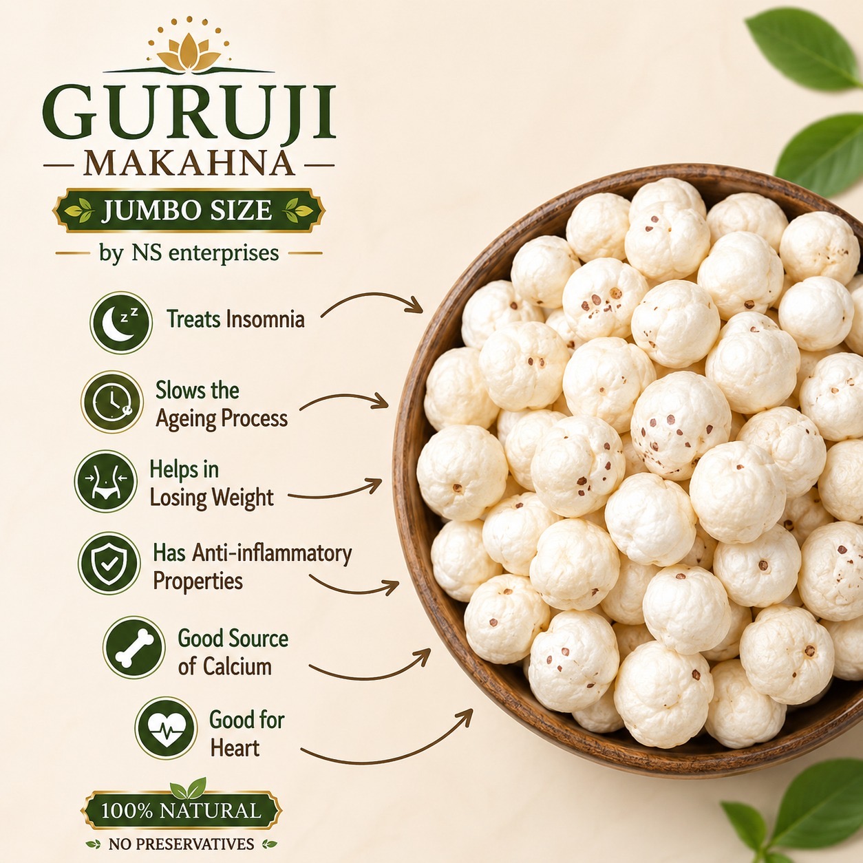 Guruji Makhana quality standards – no shells, fresh crunchy fox nuts